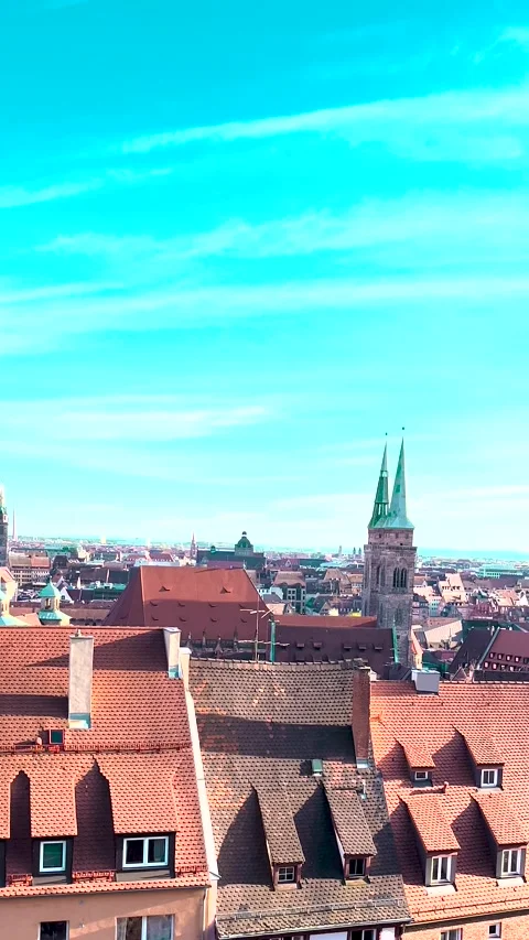 Nuremberg aerial panoramic view. Historical center of Nuremberg city in Bavaria Stock Footage 275198331