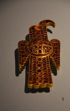 Nuremberg, Germany 10.19.2019: Ostrogothic eagle-shaped fibula, 500 AD, Ger.. Stock Photos