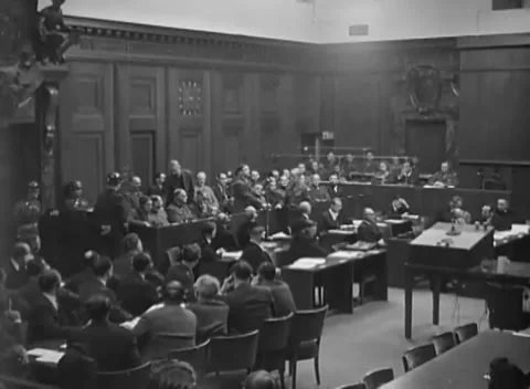 NUREMBERG, GERMANY - 1946: Coverage - Two views capture activity around dock Stock Footage 344490142