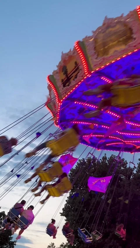 Nuremberg, Germany, September 30, 2025: Fair in Germany. Carousels and rides Stock Footage 286235571