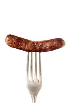 Nuremberg sausage on a fork Stock Photos