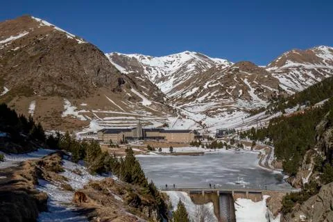 Nuria Valley in winter Stock Photos