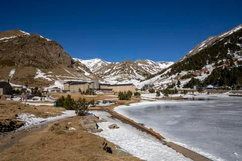 Nuria Valley in winter Stock Photos