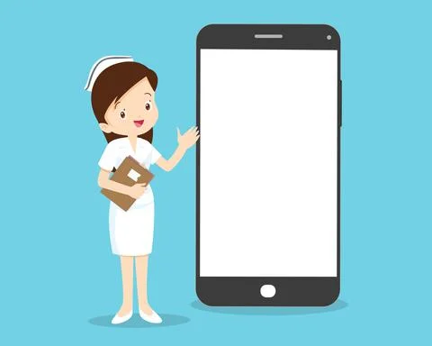 Nurse and smartphone present Stock Illustration