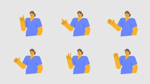 Nurse Animated Character Set One. Transparent Background Stock Footage 308932637