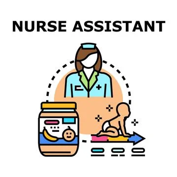 Nurse assistant profession caring for children concept Stock Illustration