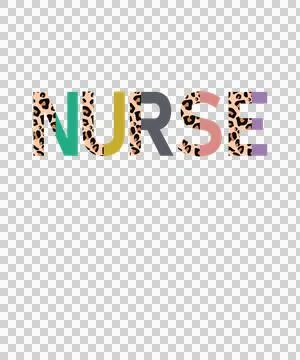 Nurse Bold Text Black Lettering typography white label and Stock Illustration