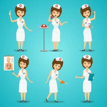 Nurse Character Set Stock Illustration