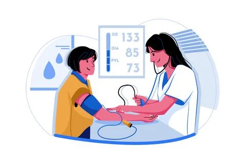 Nurse checking blood pressure Stock Illustration