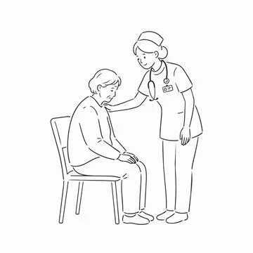 Nurse checking elderly patient with stethoscope, healthcare illustration Si.. イラスト素材