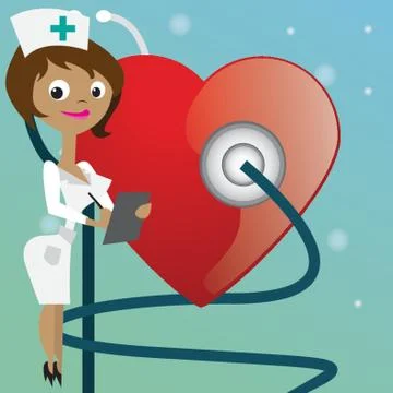 Nurse Checking Heartbeat Stock Illustration