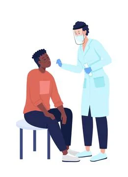 Nurse checking patient semi flat color vector character Stock Illustration
