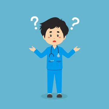 Nurse Confused with Question Mark Stock Illustration