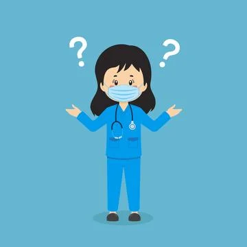 Nurse Confused with Question Mark Stock Illustration