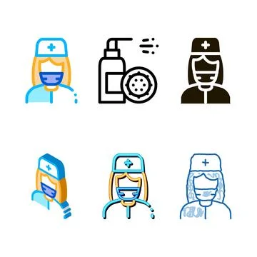 Nurse diversity paramedic icon vector outline Stock Illustration