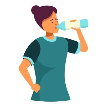 Nurse drinking water from a bottle after hard work in hospital Stock Illustration