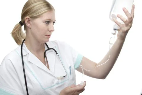 Nurse with a drip Stock Photos