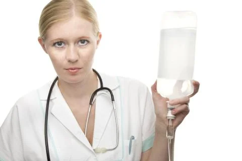 Nurse with a drip Foto stock