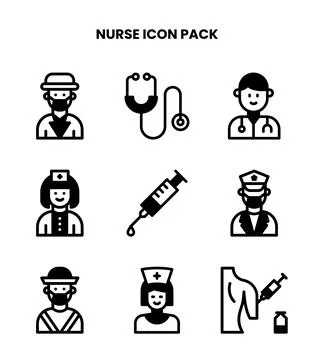 Nurse DuoTone Vector Icons Pack Stock Illustration