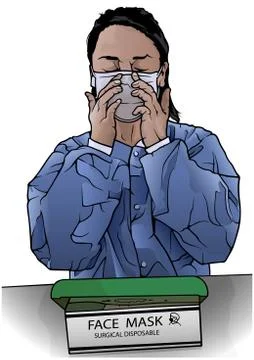 Nurse with Face Mask Stock Illustration