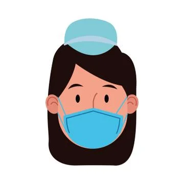 Nurse female worker using face mask for covid19 イラスト素材