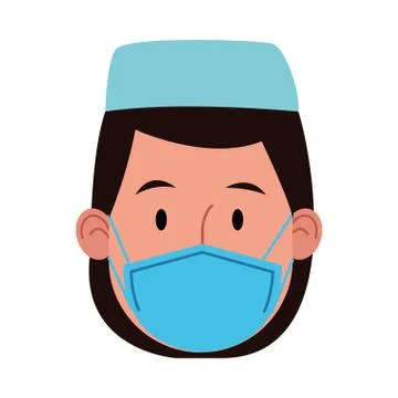 Nurse female worker using face mask for covid19 Illustrazione stock