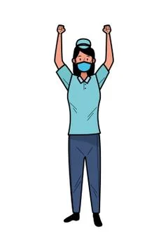 Nurse female worker using face mask for covid19 Stock Illustration