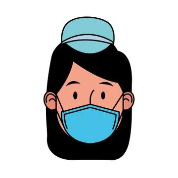 Nurse female worker using face mask for covid19 Illustrazione stock