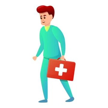 Nurse first aid kit icon, cartoon style Stock Illustration
