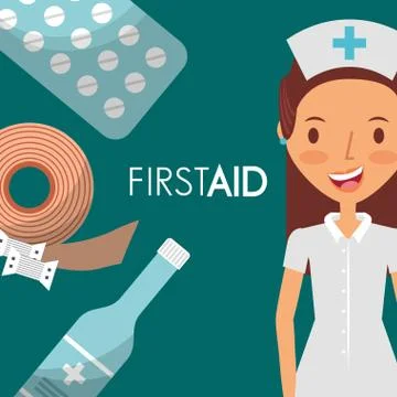 Nurse first aid supplies elements Stock Illustration