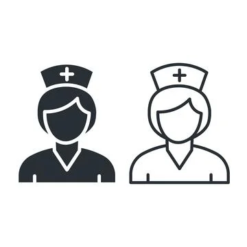 Nurse flat and line icon. Healthcare worker icon for support Stock Illustration