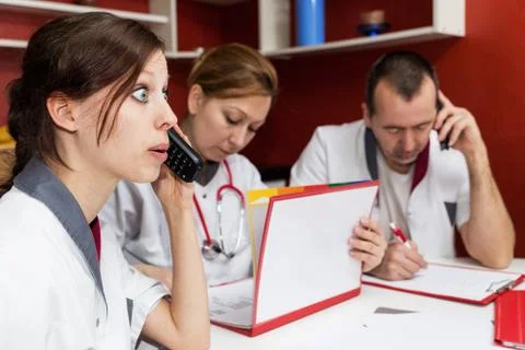 Nurse is getting a complaint Foto stock