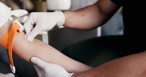 Nurse, hands and arm with preparation for injection, IV drip or healthcare Stock Footage 323796404