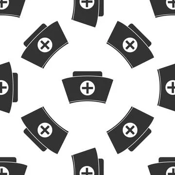 Nurse hat icon seamless pattern on white background. Vector Illustration Illustrazione stock