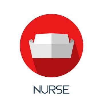Nurse hat long shadow flat style medic icon illustration Stock Illustration