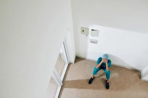 Nurse having panic attack 스톡 사진