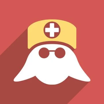 Nurse Head Flat Square Icon with Long Shadow イラスト素材