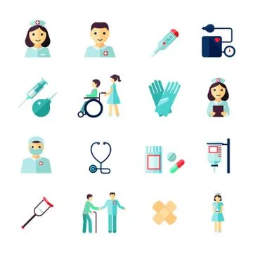 Nurse icon flat Stock Illustration
