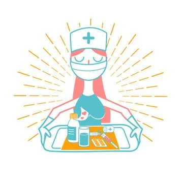 Nurse icon  linear style Stock Illustration