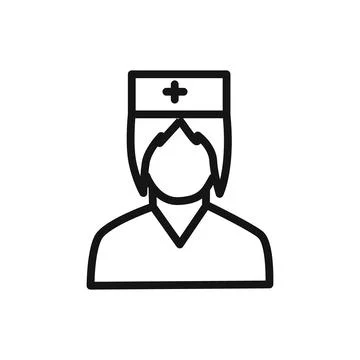 Nurse icon linear vector graphics sign Stock Illustration