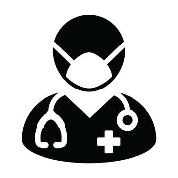 Nurse icon vector with surgical face mask male person profile avatar symbol Stock Illustration