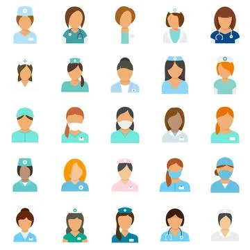 Nurse icons set flat vector isolated Illustrazione stock