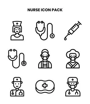 Nurse Line Bundle Icons Pack Illustrazione stock