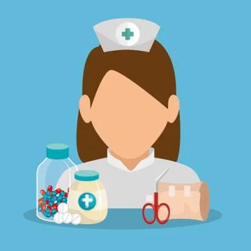 Nurse with medical equipment Stock Illustration