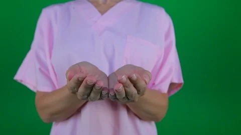 Nurse. Open hands with green screen. cu Stock Footage 121804683