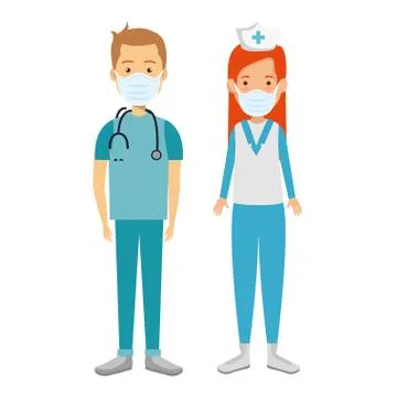 Nurse with paramedic using face mask isolated icon Stockillustratie