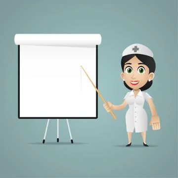 Nurse points on flipchart Illustrazione stock