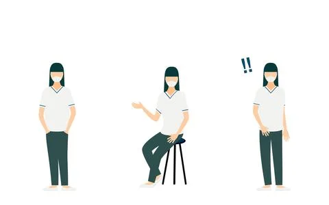 Nurse pose illustration, 3 sets Stock Illustration