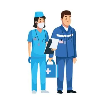 Nurse professional with paramedic characters 库存插图