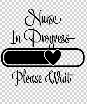 Nurse In Progress Text With Heart Icon Loading bar black Stock Illustration